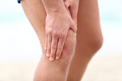 Knee Pain. Sports running knee injury in male runner.