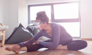 Luminette glasses yoga woman